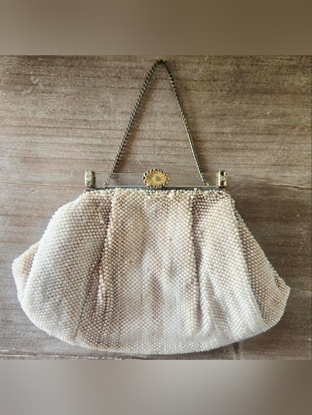 Vtg 40s Beaded Wedding Clutch By Josef, USA, Matching Comb, Wedding